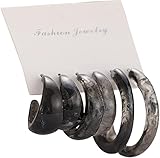 3 Pares/Set Pendientes de Transparente en Forma de C Pendientes Redondos con Piercing Acrílico AC