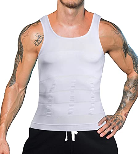 Fajas Reductores Adelgazantes Hombre Camiseta Compresión de Pecho Abdomen Chaleco Deportivo sin Mangas Cortas Sudoración Top Tank Cover