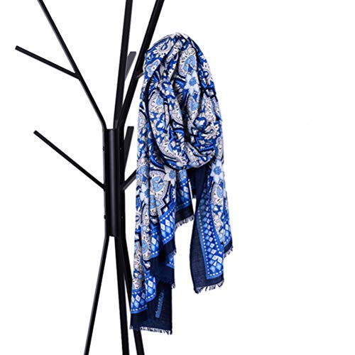 Cachecol feminino moderno macio azul royal Paisley Pashmina xale xale 190 cm
