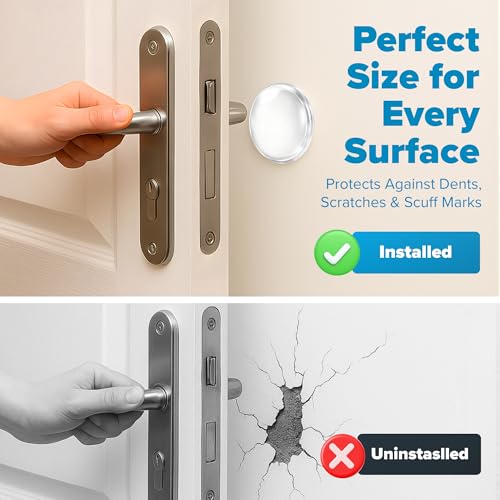 Image of STRONGEST HOME Door Stoppers (Medium) 2 inch - Door Stop for Wall with Strong Back Adhesive - Quiet and Shock Absorbent Silicone Wall Protectors from Door Knobs - Protects Every Surface - (Clear | 10 PCS)
