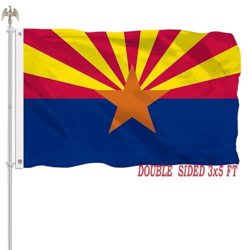 Arizona State Flag 3x5 Outdoor Double Sided Arizona Flags Heavy Duty 100% Polyester with 2 Brass Grommets for Outdoor Indoor Wall