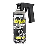 -MADE IN GERMANY Ludwig Lacke 1 Spraydose Schwarz matt RAL 9005 AUTOLACK Qualität 400ml & Haltegriff