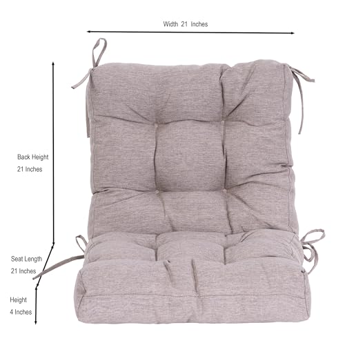 Image of QILLOWAY Outdoor Chair Cushion for Patio Furniture, Waterproof Patio Cushions Set of 4 with Ties, Fade Resistant Replacement Pads for Outdoor Rocking Chairs,Tan,Grey