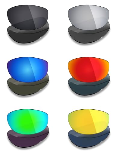 Mryok 6 Pairs Polarized Replacement Lenses for Oakley Tightrope Sunglass - Stealth Black/Fire Red/Ice Blue/Silver Titanium/Emerald Green/24K Gold