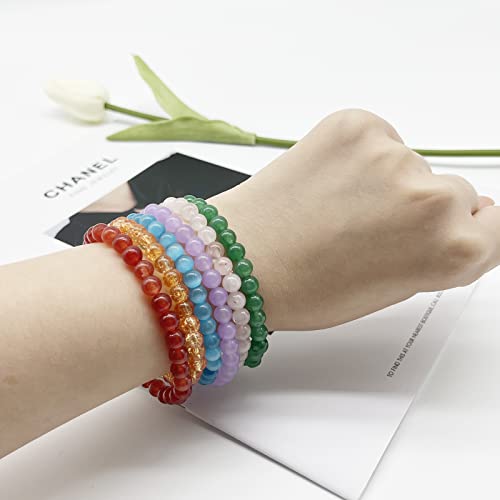 Srobenz 12Pcs Gemstone 6Mm Semi Precious Round Beaded Bracelet Set For Women Girl Men Crystal Healing Stretch Stone Bead Energy Bracelets Jewelry #TOP6