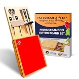 3-in-1 Bamboo Cutting Board Set – Pre-Oiled 15.7'x13.5' – Knife Drawer | Anti-Slip | Color-Coded Mats | 6-Piece Knife Set | Premium Gift | Charcuterie & Prep