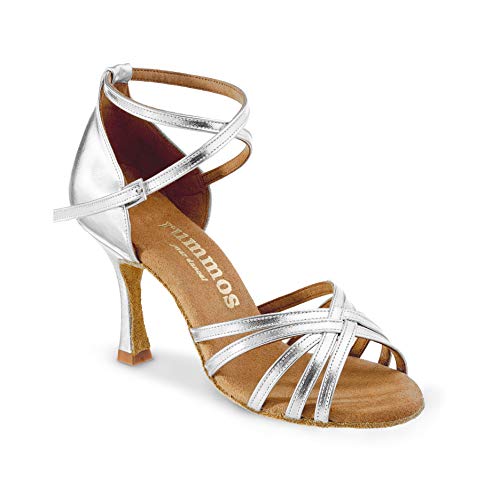 Chaussures de danse Rummos en cuir argenté de fabrication artisanale portugaise