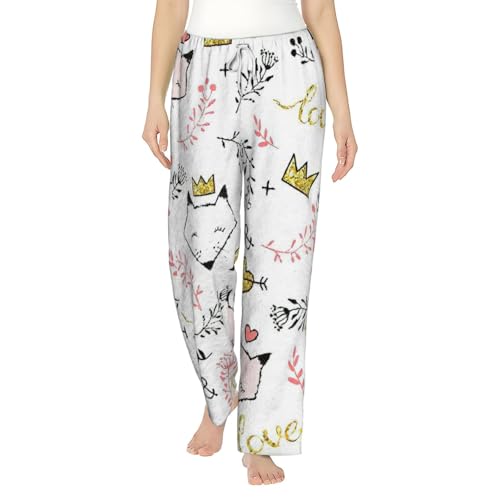Pantalon de pyjama flanelle doux imprimé renard : cadeau maman et fille