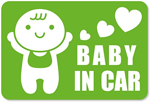 imoninn BABY in car ステッカー 【マグネットタイプ】 No.10 赤ちゃん (黄緑色)