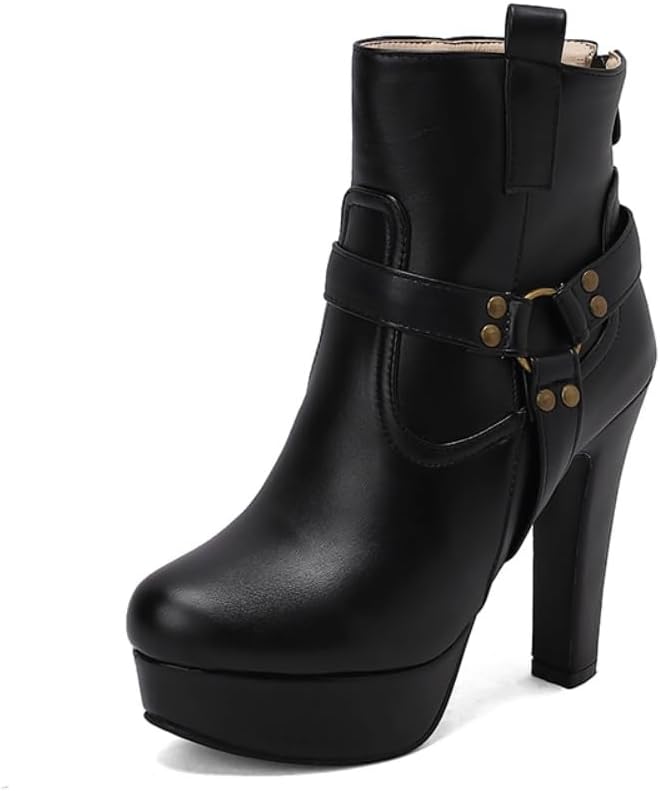 UniqueStride Womens Block High Heel Chelsea Booties Chunky Platform Ankle Boots
