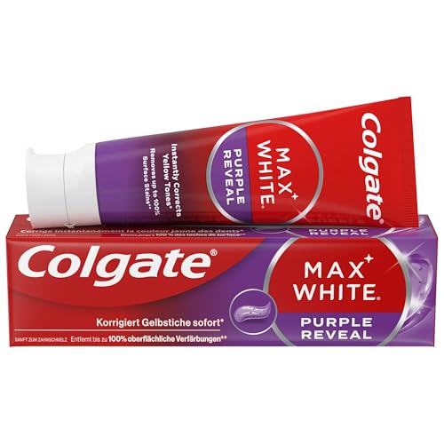 Colgate Max White Charcoal Zahnpasta 4x75ml - entfernt bis zu 100% der oberflächlichen Verfärbungen, stellt das natürliche Weiß der Zähne wieder her, sanft zum Zahnschmelz