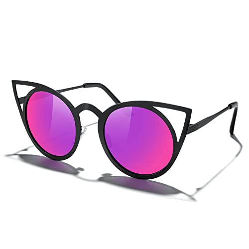MERRY'S Cat Eye Sunglasses Round Metal Cut-Out Flash Mirror Lens Sun glasses S80642