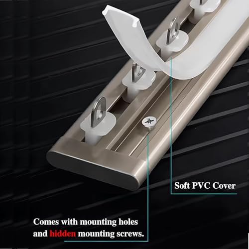 Low Profile Ceiling Mount Track System for Heavy Drapes, 6mm Height Room Divider with Wall Bracket, Blackout Sliding Rod - White, 290cm (114 1/8")