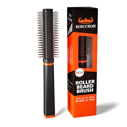Round Beard Brush Superior Grooming Tool for Styling Hair or Beard for Men Round Bristle Heat-Resistant Curling Comb for Blow Drying The Better Brush for All Hair Beard or Curls Types