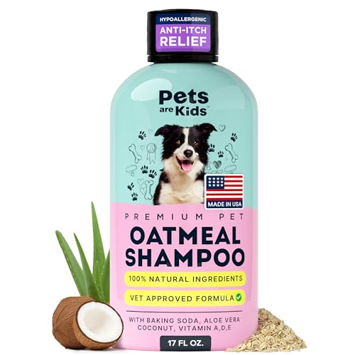 Pets Are Kids Too Oatmeal Dog Shampoo Baking Soda Hypoallergenic Anti Itch Moisturizing Soothing Deodorizing Pet Care Safe Puppy Shampoo Sensitive Skin Cat Shampoo - Coconut Based Cleanser 17 fl oz