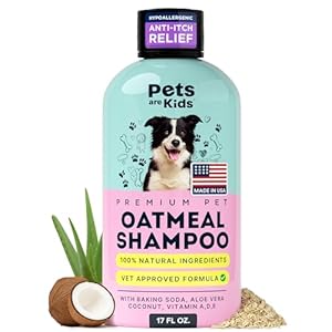 Pets Are Kids Too Oatmeal Dog Shampoo Baking Soda Hypoallergenic Anti Itch Moisturizing Soothing Deodorizing Pet Care Safe Puppy Shampoo Sensitive Skin Cat Shampoo – Coconut Based Cleanser 17 fl oz