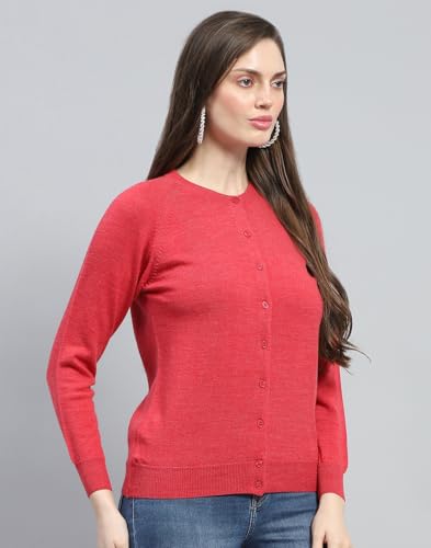 Image of Monte Carlo Women Regular Fit Full Sleeve Solid Round Neck Winter Cardigan (Pack of 1)