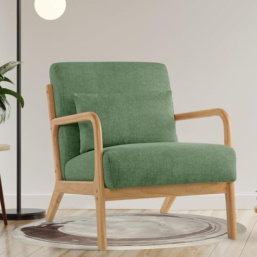 Aunekiv Fauteuil Salon Canapé d‘Angle avec Coussin,Fauteuil Confortable à Accoudoirs et Structure Bois,Fauteuil de Détente Style Moderne pour...