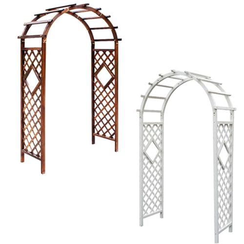 Arco de jardín de madera resistente con diseño de rosas blancas para bodas, pérgola extra ancho, soporte de 180 cm, perfecto para decoración al aire libre