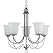 Sea Gull Lighting 31292-57 Chandelier with White Alabaster?Glass Shades, Weathered Pewter Finish