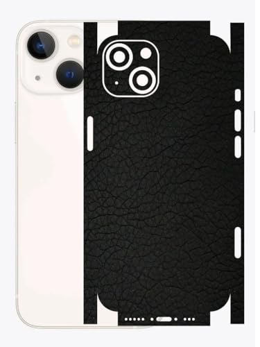 Image of AtOdds - Full Body Back Screen Guard Protector Film - 3D Textured Lamination Wrap Skin Sticker for iPhone 13 mini | Scratchproof Matte Finish (Design - Black Leather)
