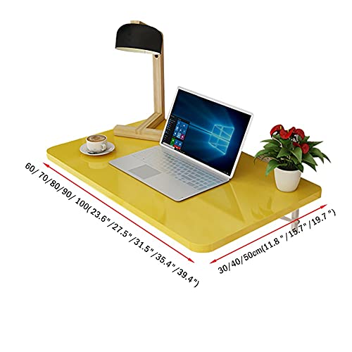 Bureau mural pliable flottant rouge 70x30 cm pour ordinateur