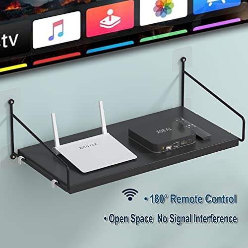 Vimqual Floating Shelf For Av Device/Projector/Cable Boxes/Wifi Router, Wall Mounted Display Ledges For Storage Plants, Wood Wall Shelves For Bedroom, Living Room, Bathroom, Kitchen (Black) #TOP1