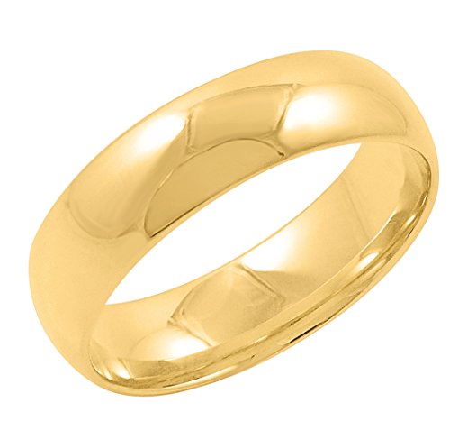 Men's 14K Yellow or 14K White Gold 6mm Comfort Fit Solid Plain Classic Wedding Band (Available Ring Sizes 7-14)