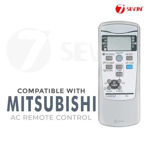 Image of 7SEVEN Compatible with Mitsubishi Electric Ac Remote Control Part Number RKX502A001 Model 25a Suitable for Split Multi Split Air Conditioners - Match Exactly Key by Key Functionality