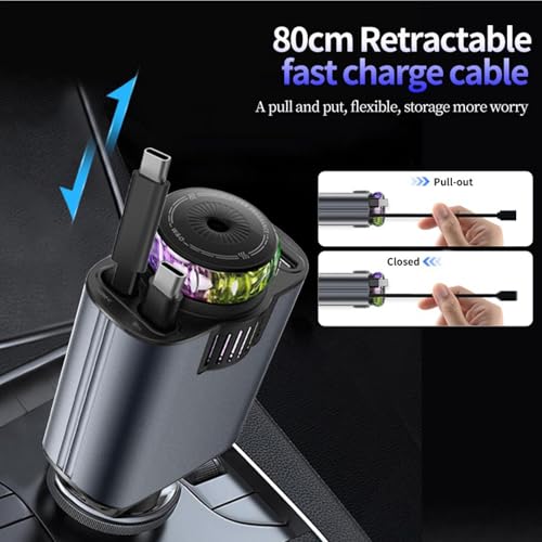 Chargeur de voiture multifonctionnel rétractable haut de gamme 66W - 7