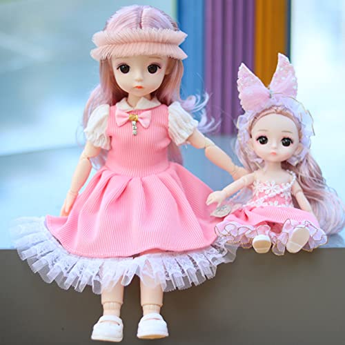 Image of DSR Doll Set Movable Joints Makeup Cute Mother and Daughter Set of (Pack of 2) Doll Size 35Cm /20Cm-(Multi Design)((Mother and Daughter)-2 Doll Set)