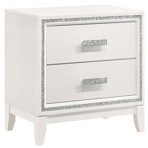 aphrophina Stylish and White 2-Drawer Nightstand with Safety Mechanism