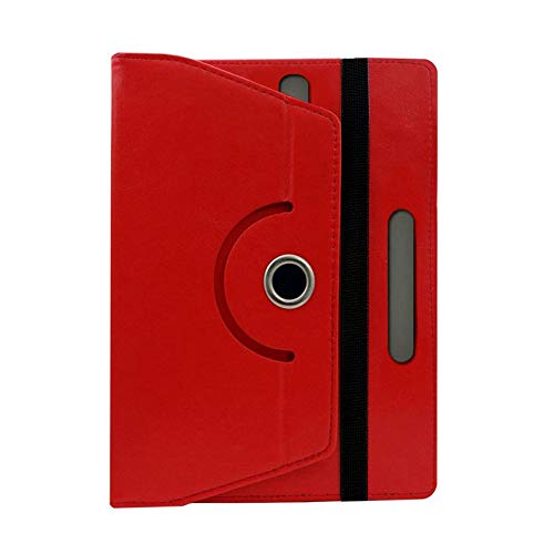 Image of Fastway Rotating Leather Flip Stand Case for DOMO Slate SL36 OS9 SC, Red | 10.1-Inch Tablet, Rotating Design