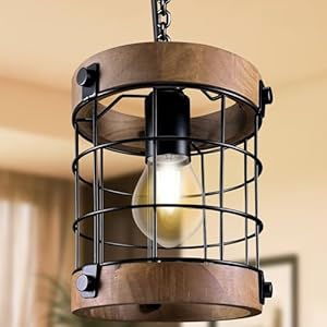 Farmhouse Pendant Light Fixtures Rustic Hanging Light for Kitchen Farmhouse Light Fixtures for Over Sink and Entryway E26 Adjustable 48 Inch Pipe Compatible with Flat and Sloped Ceilings 1 Pack