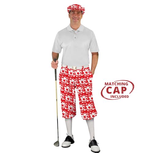Golf Knickers Homeland Maple Autumn Microfiber (Plus Fours) for Men - Matching Cap Included - 42