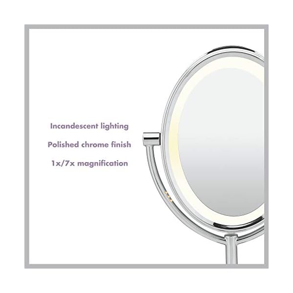 Conair Lighted Makeup Mirror, LED Vanity Mirror, 1X/7X Magnifying Mirror, Double Sided, Corded in Polished Chrome