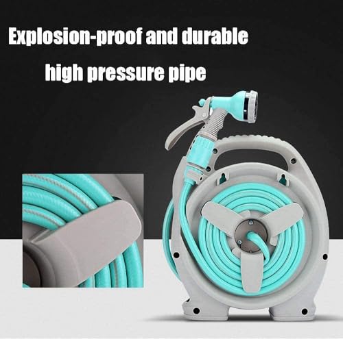 Image of Garden Hose Reel Auto Winder Retractable Water Pipe 7 Functional Nozzle Sprinkler Automatic Rewind Slow Return System Home Car Wash Hose, Patio Hose Reel for Cleaning Watering