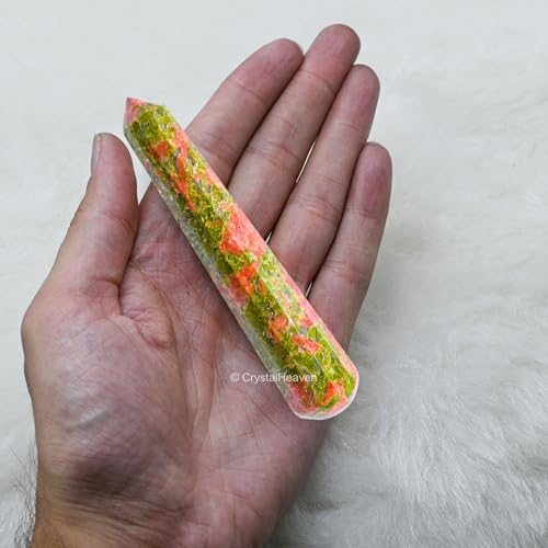 Image of Unakite Crystal Wand - Pointed Crystal Wand for Energy Healing, Chakra Balancing, Meditation and Home Decor - Crystals and Healing Stones for Gift