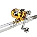 Jatzde Mini Portable Pocket Fish Rod Pen Aluminum Alloy Fishing Rod Pole Reel Combos （Silver）