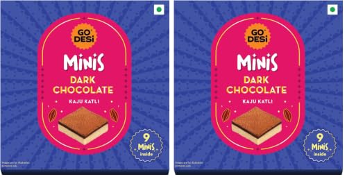 Image of GO DESi - Minis Dark Chocolate Kaju Katli | Made with whole cashews | Fusion Sweets | Sweets Gift Pack | 9 pieces (Pack of 2)