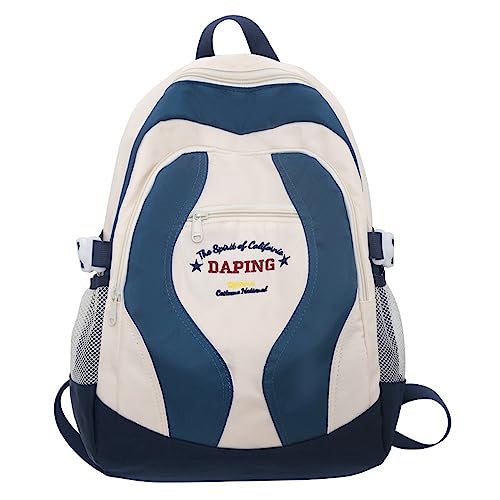 JHTPSLR Preppy Backpack Vintage Aesthetic Backpack American Style Backpack Book Bags Casual Daypack Sports Backpack Supplies (Blue)