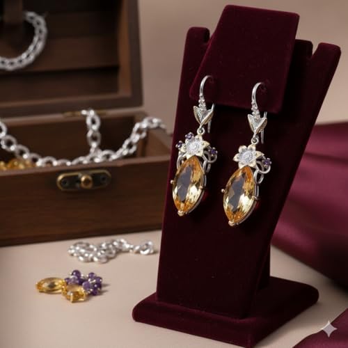 Boucles d'oreilles en citrine et améthyste marquise façonnées à la main