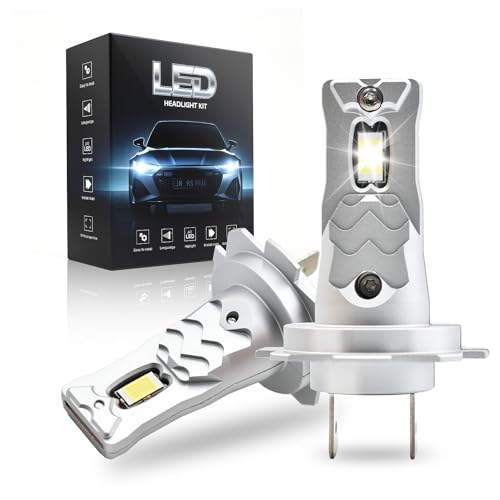 H7 LED Bombilla 36000 Lúmenes, 6500K Luz Blanca Fría, Aumento del Brillo del 800%, Sustitución 1:1 de Las Bombillas Halógenas, Resistencia al Agua IP68, Compatibilidad del 99%, 90000 Horas Vida útil