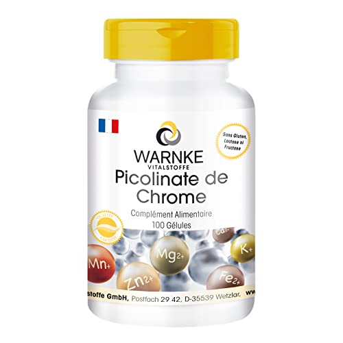 Chrome 60 mcg - 100 gélules - Végétarien - Biodisponible - Picolinate de Chrome | Warnke Vitalstoffe - Qualité des pharmacies allemandes
