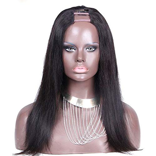 Long Silky Straight U Part Wigs Malaysian Virgin Human Hair Middle 1"x4" Upart None Lace Wigs for Black Women (24inch)