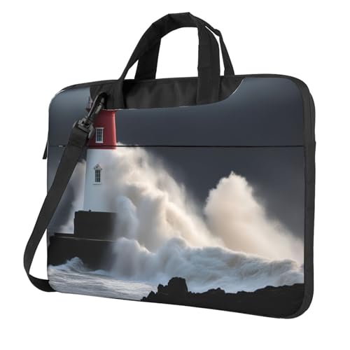 Unkhtt Lighthouse In Storm�v�����g �X�^�C���b�V���ȃ��b�v�g�b�v�o�b�O �|�[�^�u���V���O���V�����_�[�P�[�X �ʋΗ��s�p�u���[�t�P�[�X, �u���b�N///�z���C�g, 15.6 inch