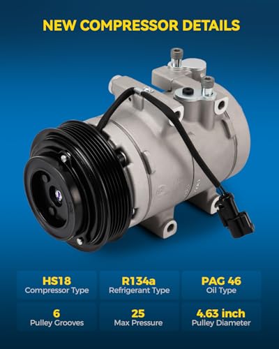 Image of PHILTOP 68144 Air Conditioner AC Compressor with Clutch for Ford Escape 2005 2006 2007 2.3L, Tribute 2005 2006 2.3 L, Mariner 2005 2006 2007 2.3Liter, CO 10904C Air Conditioning Compressor