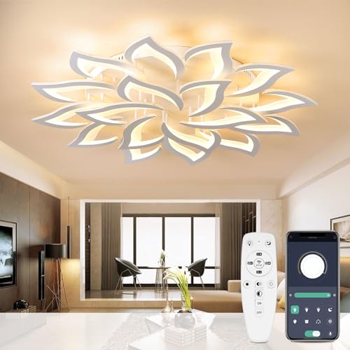 Lampada da soffitto a LED, dimmerabile, per soggiorno con telecomando per cambiare colore, moderna