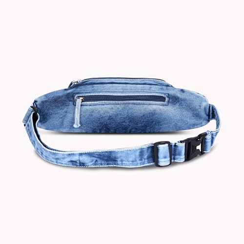 Image of Zainto Denim Fanny Bag for Men & Women | Stylish Cotton Waist Bag & Chest Bag | Mini Bag for Women with Adjustable Strap, Lightweight Everyday Travel Accessory (Blue)
