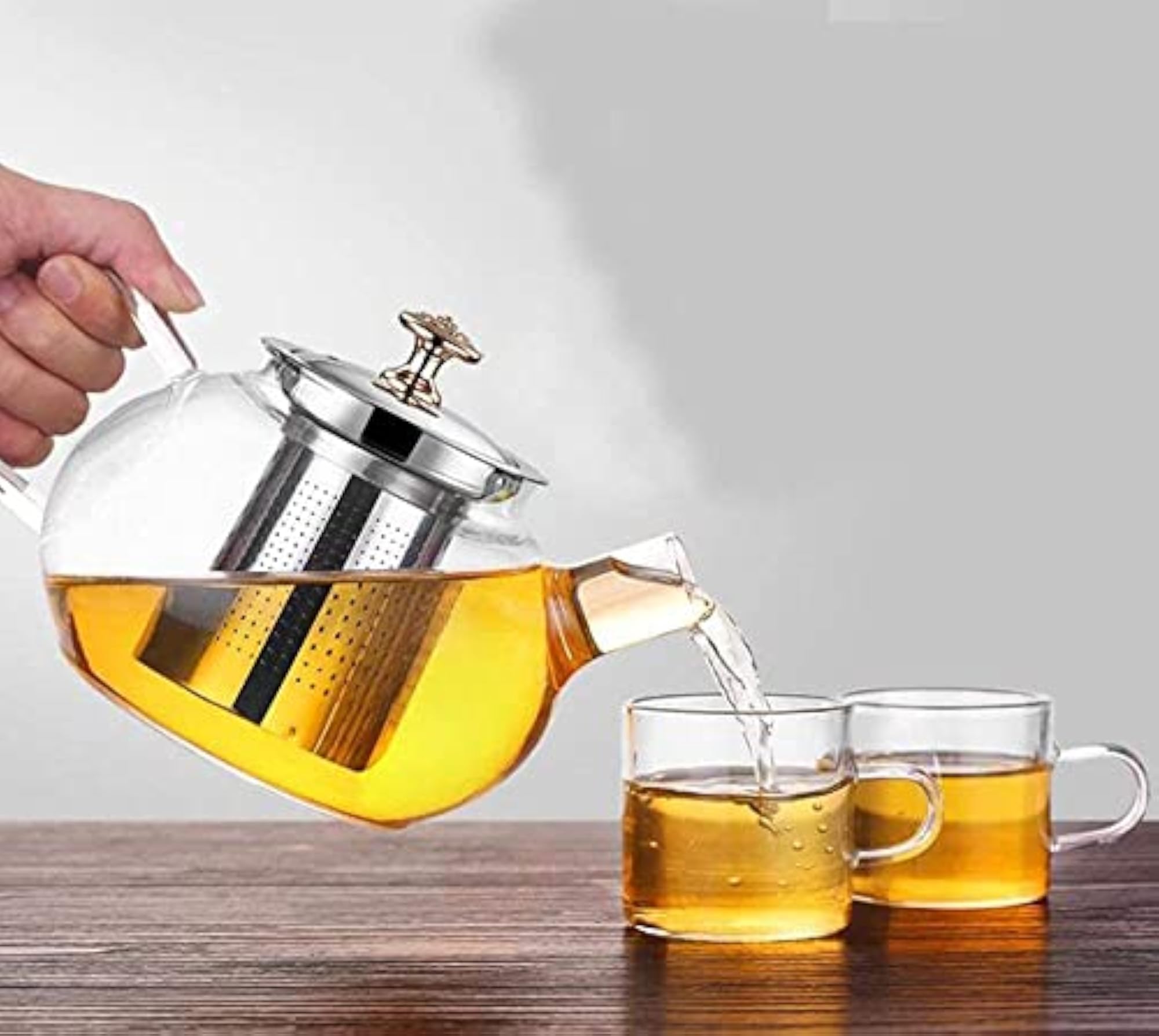 1 Liter Glass Kettle with Stainless Steel Infuser